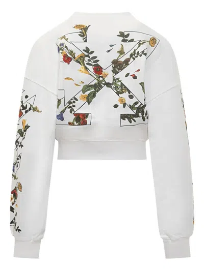Off-white Floral Graphic Long Sleeve Top In White