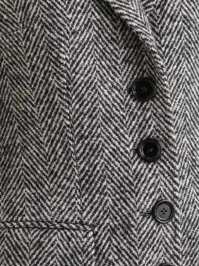 Dolce & Gabbana Single-breasted Wool Chevron Coat In Gray