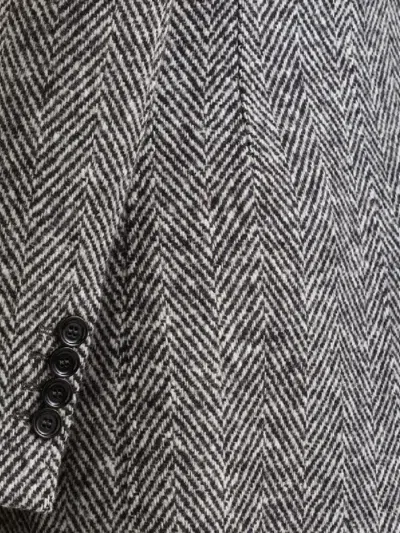 Dolce & Gabbana Single-breasted Wool Chevron Coat In Gray