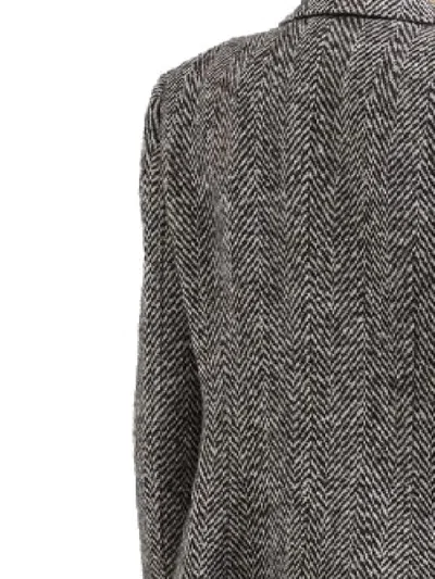 Dolce & Gabbana Single-breasted Wool Chevron Coat In Gray