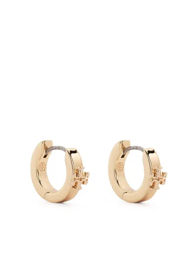 Tory Burch Double T-motif Polished Earrings In Oro