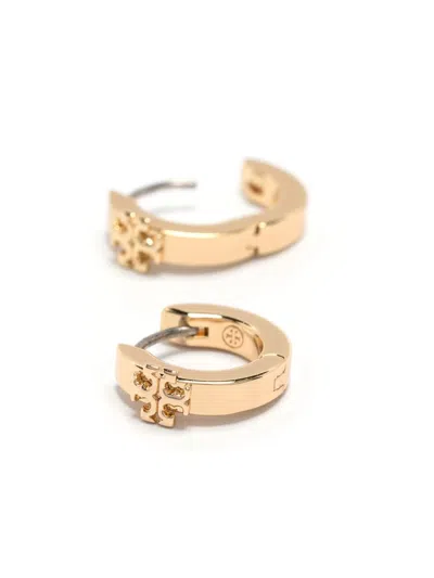 Tory Burch Double T-motif Polished Earrings In Oro