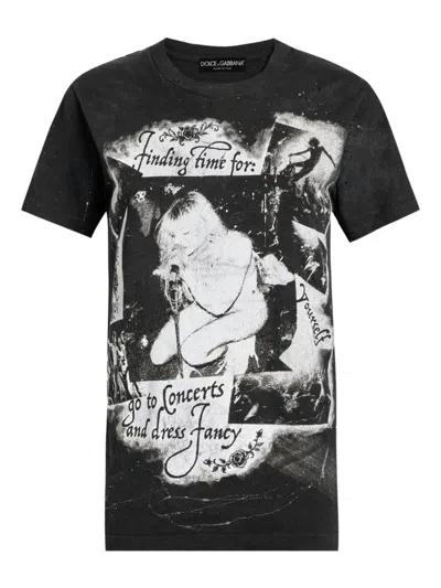 Dolce & Gabbana Cotton Graphic T-shirt In Black