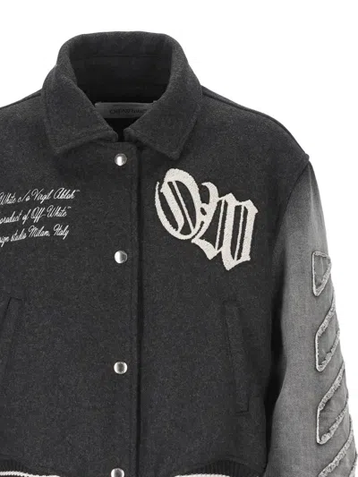 Off-white Logo Flocked Button-up Jacket In Black