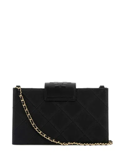 Tory Burch Fleming Leather Wallet On Chain In Black