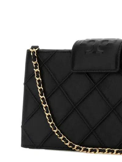 Tory Burch Fleming Leather Wallet On Chain In Black