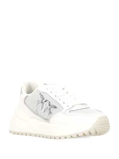 Pinko Logo And Mirrored Detail Sneakers In White