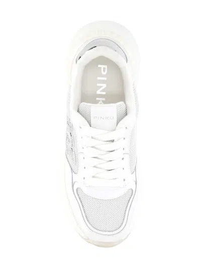 Pinko Logo And Mirrored Detail Sneakers In White