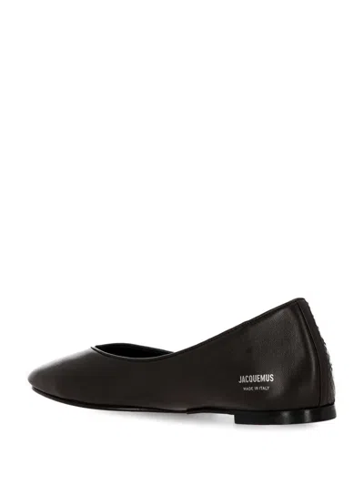 Jacquemus Panelled Python-embossed Leather Flat In Brown