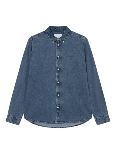 Les Deux Embroidered Denim Shirt In Blue