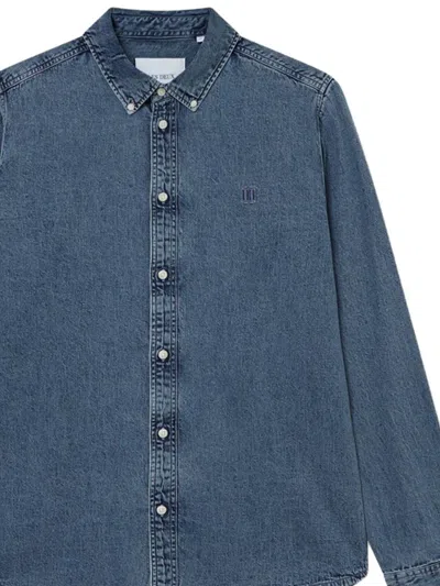 Les Deux Embroidered Denim Shirt In Blue
