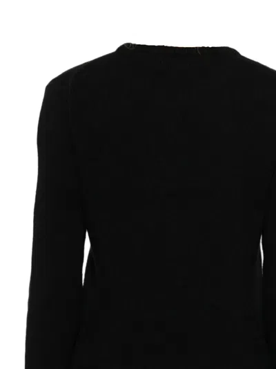 Moncler Cropped Sweater With Contrasting Embroidered Logo In Black