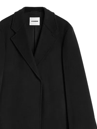 Jil Sander Concealed Fastened Coat In Black