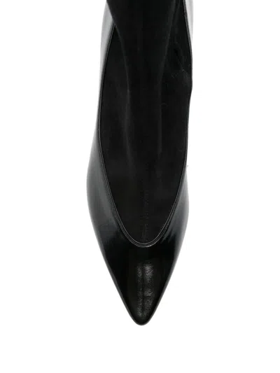 Jacquemus The Tourni Suede And Glossed-leather Ankle Boots In Black