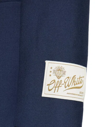 Off-white Logo-patch Single-breasted Blazer In Blue