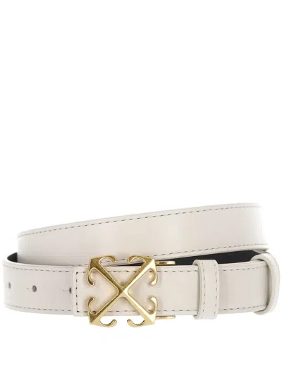 Off-white Arrow Leather Belt In White