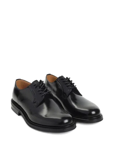 Church's Polished Black Leather Derby Shoes With Rounded Toe