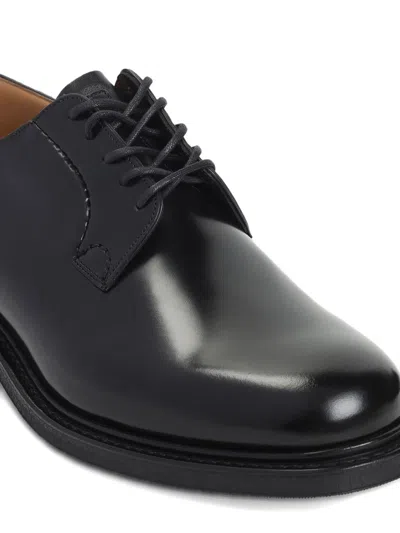 Church's Polished Black Leather Derby Shoes With Rounded Toe