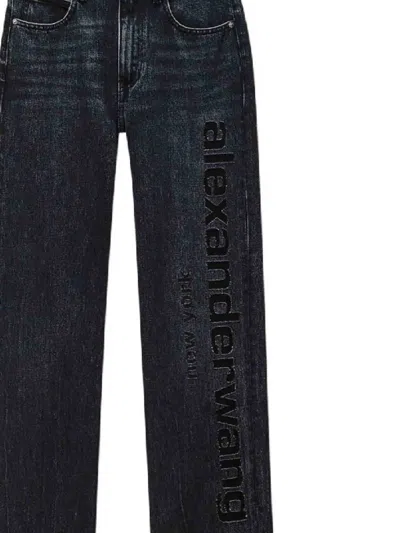 Alexander Wang Straight Jeans Logo In Gray