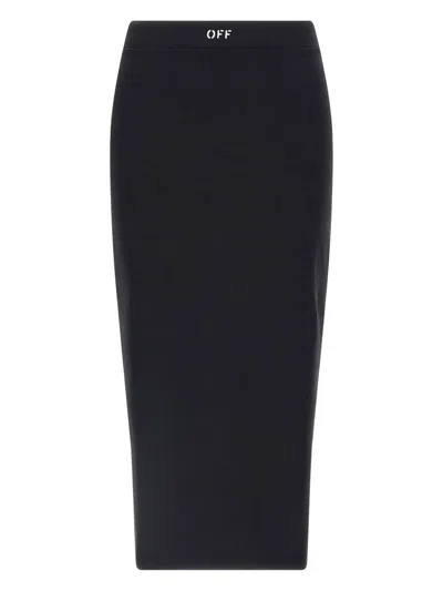 Off-white Black Pencil Skirt With Off Logo