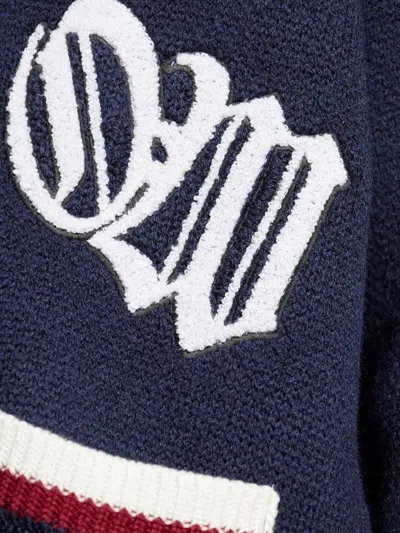 Off-white Jacquard Knit Varsity Cardigan In Blue