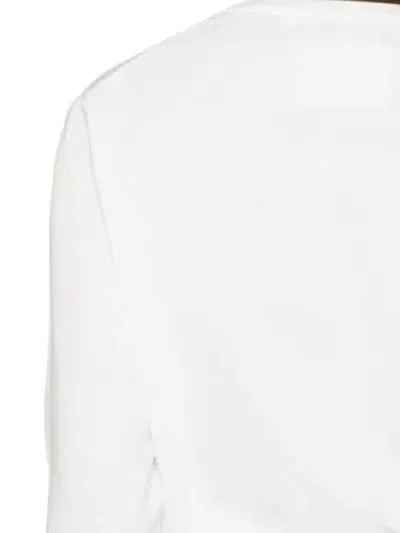 Jil Sander Crew Neck Long Sleeve Boxy Fit Printed Logo Sweatshirt In White