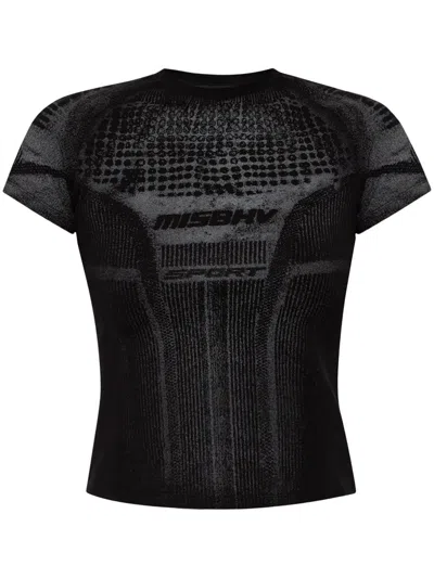 Misbhv Fitted Top With Futuristic Geometric Pattern In Black