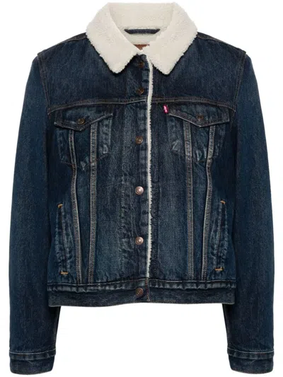Levi's Shearling-collar Denim Jacket In Blue