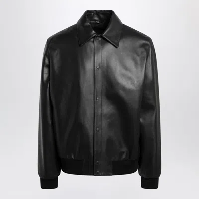 Fendi Pointed-collar Leather Jacket In Black