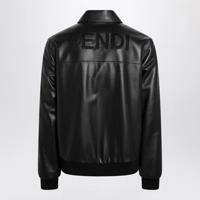 Fendi Pointed-collar Leather Jacket In Black