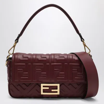 Fendi Medium Baguette Bag In Bordeaux Leather Women In Burgundy