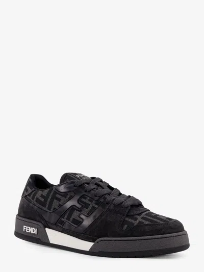 Fendi Match Sneakers In Ff Jacquard Fabric And Suede In Gray