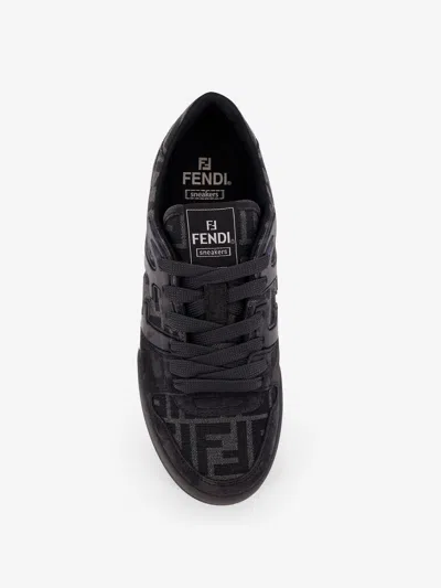 Fendi Match Sneakers In Ff Jacquard Fabric And Suede In Gray