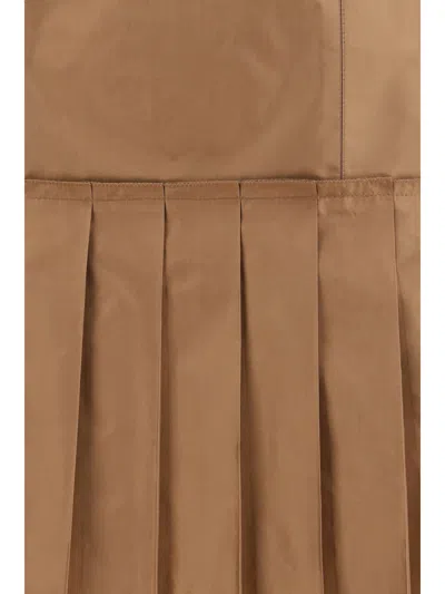 Fendi Pleated Silk Taffeta Mini Skirt In Brown