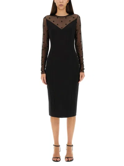 Givenchy Bi-material Dress With 4g Motif In Black