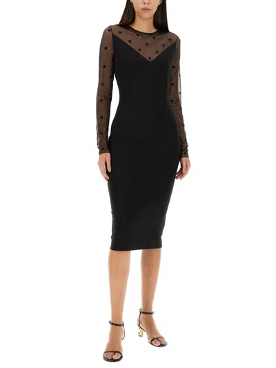 Givenchy Bi-material Dress With 4g Motif In Black