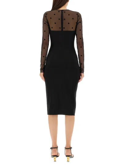 Givenchy Bi-material Dress With 4g Motif In Black