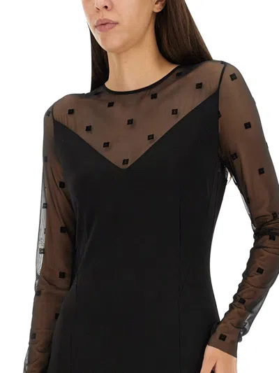 Givenchy Bi-material Dress With 4g Motif In Black