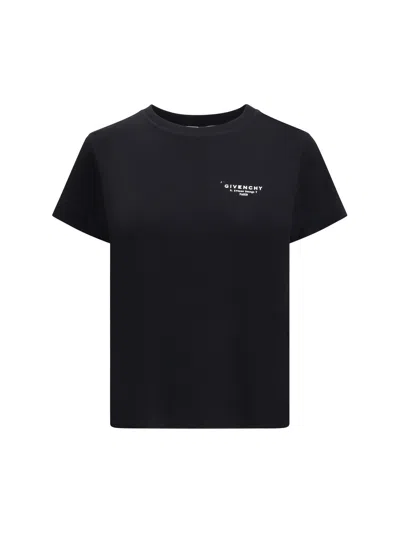 Givenchy Black Crew Neck T-shirt With Logo On Front And Back In Cotton Woman In Black