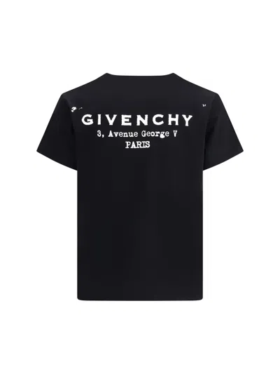 Givenchy Black Crew Neck T-shirt With Logo On Front And Back In Cotton Woman In Black