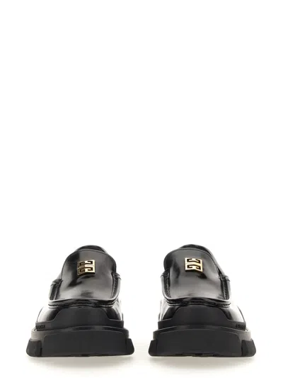 Givenchy Terra Loafers In Leather With 4g Logo Plaque In Black