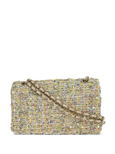 Pre-owned Chanel 2010-2011 Garden Party Double Flap Shoulder Bag In White