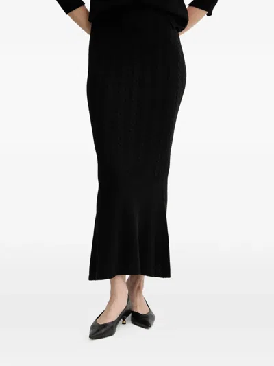 Twinset Cable-knit Midi Skirt In Black