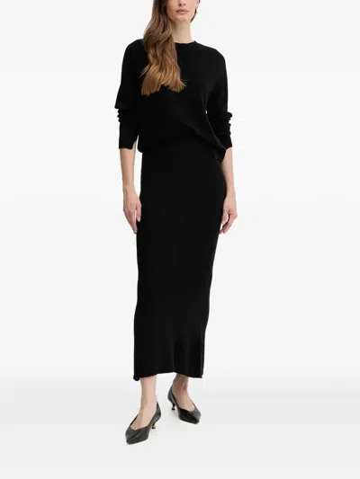 Twinset Cable-knit Midi Skirt In Black