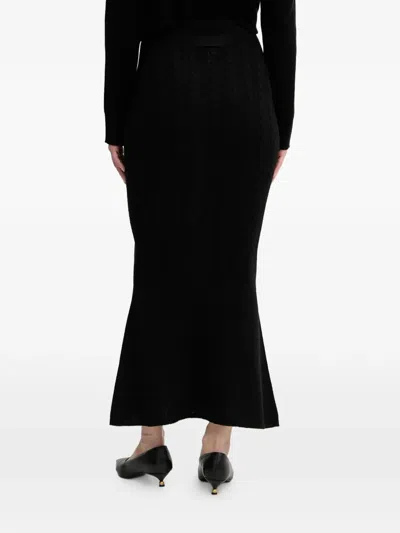 Twinset Cable-knit Midi Skirt In Black