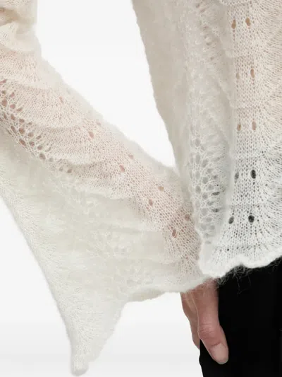 Twinset Scalloped-hem Open-work Sweater In Neutral