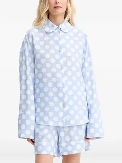 Sleeper Polka-dot Shirt And Shorts Set In Blue