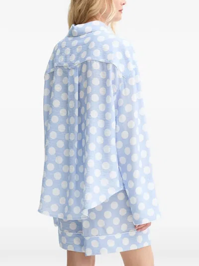 Sleeper Polka-dot Shirt And Shorts Set In Blue
