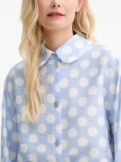 Sleeper Polka-dot Shirt And Shorts Set In Blue
