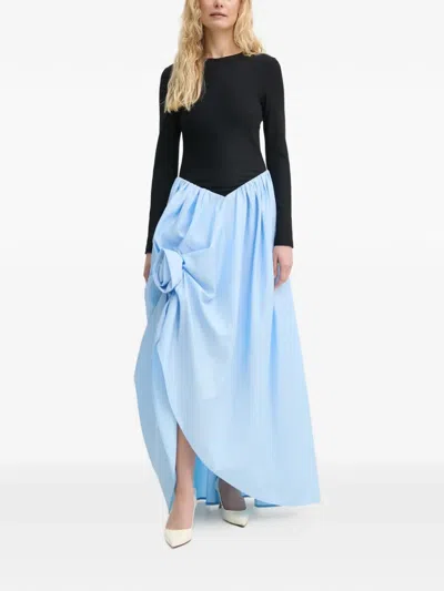 Sleeper Long-sleeve Floral Maxi Dress In Blue